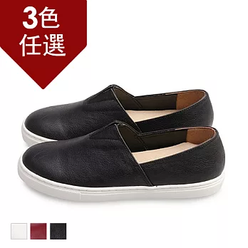 FUFA圓頭皮質懶人鞋 (FO01) - 共三色25黑