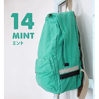 FUNNNY 日本同步系列 簡約復古風 經典水洗多色帆布後背包 薄荷綠