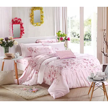 【法式寢飾花季】時尚典藏-加大100%天絲纖維鋪棉兩用被床包組(維斯密語6*6.2尺)