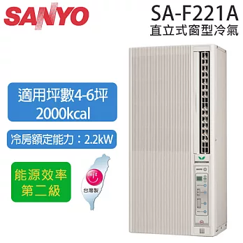 SANYO SA-F221A 三洋 ( 適用坪數4-6坪、2000kcal )二級直立式窗型冷氣機.