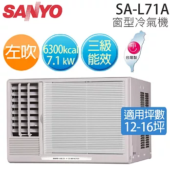 SANYO SA-L71A 三洋 ( 適用坪數12-16坪、6300kcal )三級窗型冷氣機（左吹）.