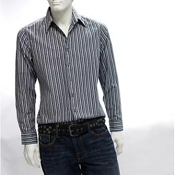 『摩達客』美國進口 【Solis】Premium Woven Collection灰色直紋長袖休閒襯衫A-S