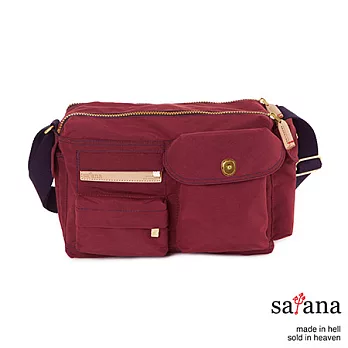 satana - 經典軍風 簡單生活斜肩包 - 野莓紅