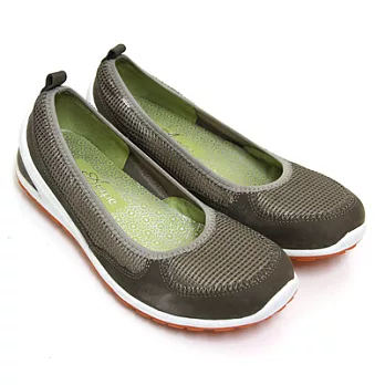 ◤Green Phoenix◥活力洋溢透氣網布束口帶休閒娃娃鞋35杏色