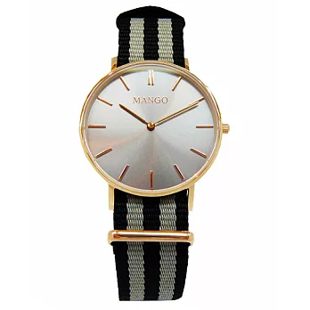 MANGO 異國風貌時尚優質腕錶-黑灰帶-MA6657L-85