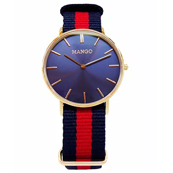 MANGO 異國風貌時尚優質腕錶-藍紅帶-MA6657L-55