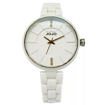NATURALLY JOJO 白晰透徹晶鑽時尚優質腕錶-白-JO96853-80F