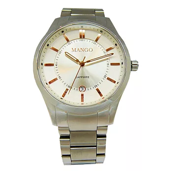 MANGO 獨樹一格時尚優質個性腕錶-銀-MA6639M-80