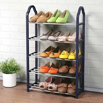 《Homelike》輕巧五層鞋架(深藍色)深藍色