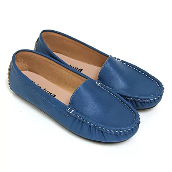 【Pretty】MIT休閒百搭款莫卡辛平底鞋36藍色