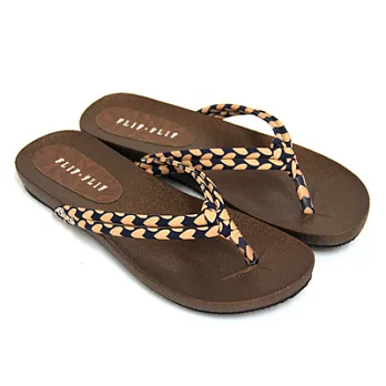 【Pretty】渡假風情愛心花布夾腳拖鞋37藍色