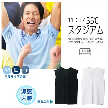 日本製【郡是GUNZE】男用涼感COOL MagicV領無袖M黑色
