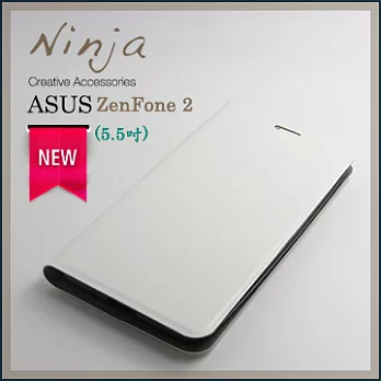 【東京御用Ninja】ASUS ZenFone 2 (5.5吋)經典瘋馬紋保護皮套（白色）