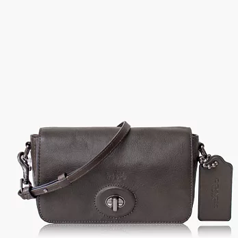 【COACH 多種背法】皮革 / 肩背 / 斜背兩用包(小款)_鐵灰