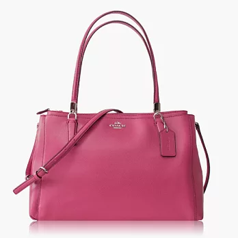 【COACH 多種背法】皮革 / 肩背 / 斜背兩用包_桃紅