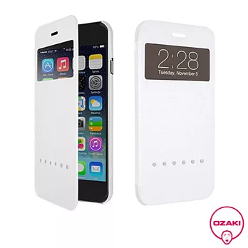 Ozaki O!coat Hel-ooo iPhone 6 Plus (5.5吋)可視智能側翻保護殼-白