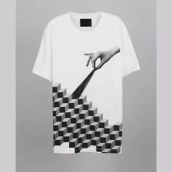 【摩達客】韓國進口設計品牌DBSW Cube Leak 純棉短袖T恤M立方體白色