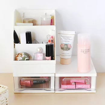 【nicegoods 好東西】好學文具收納組合B (抽屜收納盒2入+大桌上盒1入+小桌上盒1入)白