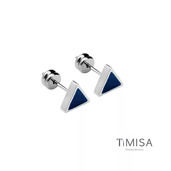 【UH】TiMAS - 三角純鈦耳環 - 深藍色
