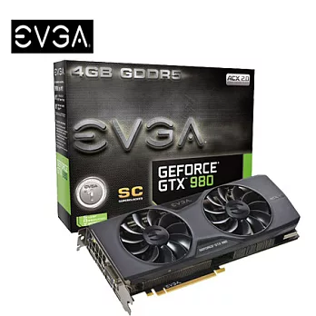 EVGA 艾維克 GTX980 4GB SC ACX 2.0 顯示卡 (04G-P4-2983-KR)