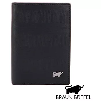 【UH】BRAUN BUFFEL - 霧面牛皮壓紋名片夾 - 黑色