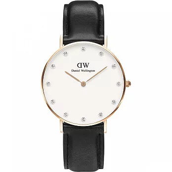 Daniel Wellington Classy 亮眼氣質女錶-玫瑰金框x黑