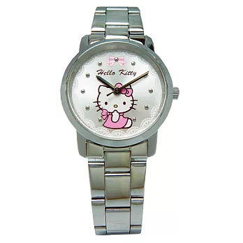 HELLO KITTY 浪漫相會時尚優質俏麗腕錶-白色-LK680LWWI