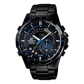 CASIO EDIFICE 無法捉摸的神秘感時尚運動超限量腕錶-黑+藍-ERA-200DC-1A2