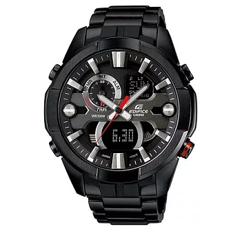 CASIO EDIFICE 最強進擊的展現時尚運動超限量腕錶-黑+紅-ERA-201BK-1A
