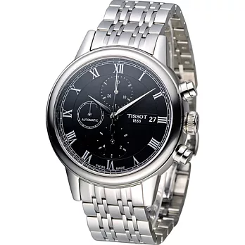 天梭 TISSOT CARSON 經典紳士計時時尚機械錶 T0854271105300 黑