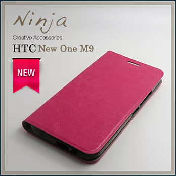 【東京御用Ninja】HTC One M9經典瘋馬紋保護皮套（桃紅色）