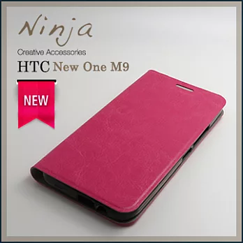 【東京御用Ninja】HTC One M9經典瘋馬紋保護皮套(桃紅色)