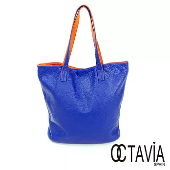 OCTAVIA - 軟心腸 水洗皮雙面雙色1+1 簡式購物包 - 愛藍愛桔愛藍愛桔