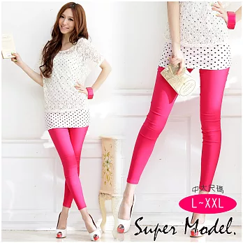 【名模衣櫃加大尺碼】顯瘦美學馬卡龍鉛筆褲(桃紅M-XXL)FREE桃紅