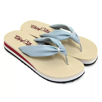 【Pretty】粉嫩馬卡龍色系舒適夾腳拖鞋22.5水藍