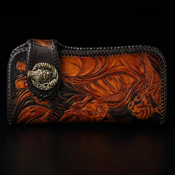 倉吉0098黑白無常植鞣革皮雕手工財布/皮夾