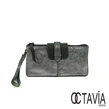 OCTAVIA真皮 - 銀河 釉晶牛皮手挽二用皮夾 - 晶灰晶灰