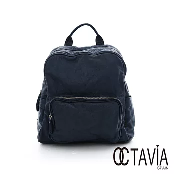 OCTAVIA 8 真皮 - 簡單的一角 牛皮雙層後背包 - 秘藍秘藍