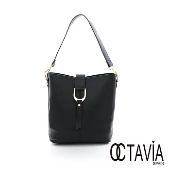 OCTAVIA 8- 第凡內八號 皮帶扣 1+1袋歐式桶型肩背包 - 原型黑原型黑