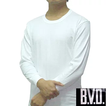 【BVD】時尚型男厚棉圓領長袖衛生衣~2件組M白
