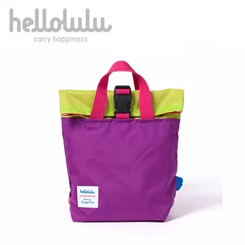 Hellolulu-JAZPER-Kids捲袖式多功能背包(紫/綠)