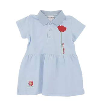【愛的世界】波浪領純棉短袖洋裝-台灣製-95淺藍色