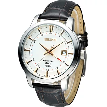 精工 SEIKO Kinetic 雙時區簡約時尚腕錶 5M85-0AC0S SUN035P1