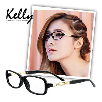 【Kelly C】時尚風格水鑽平光眼鏡/光學眼鏡/近視眼鏡(黑色6382-C1)