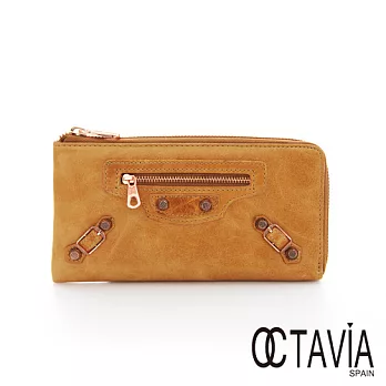 OCTAVIA 8 真皮 - 金邊牛皮L型機車長夾 -黃金黃黃金黃