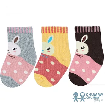 【CHUMMY CHUMMY】嬰幼兒可愛三色兔兔襪-女(10雙組)1-2Y黃4+灰3+黑3