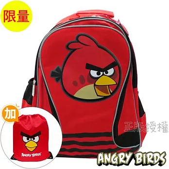 【Angry Birds憤怒鳥】 書包+束口袋-流線型反光護背款(三色)紅色