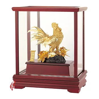 鹿港窯-立體金箔畫-聚財金雞(櫥窗系列29x17cm)
