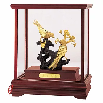 鹿港窯-立體金箔畫-喜上眉梢(櫥窗系列29x17cm)