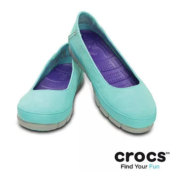 Crocs - 女款 - 女士舒躍奇平底鞋 -35淺湖藍/淺灰色